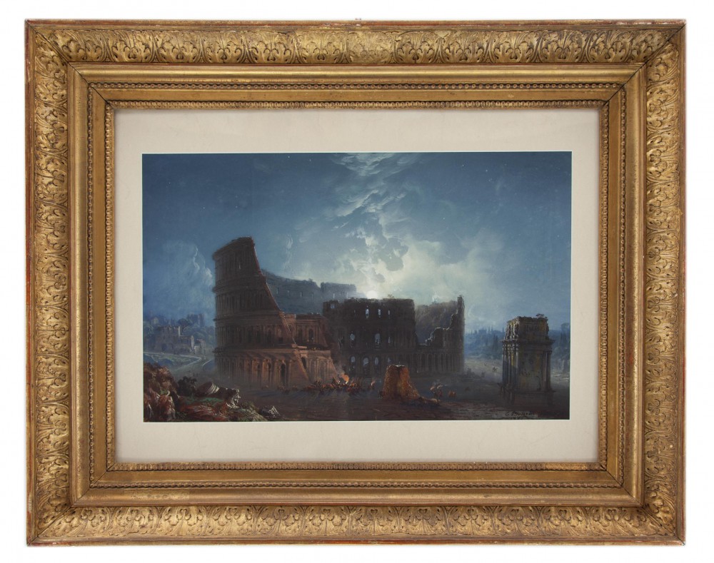 carlo bossoli: Il Colosseo e l'Arco di Costantino al chiaro di luna 1871